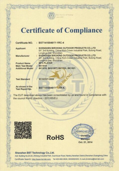 RoHS Certificate